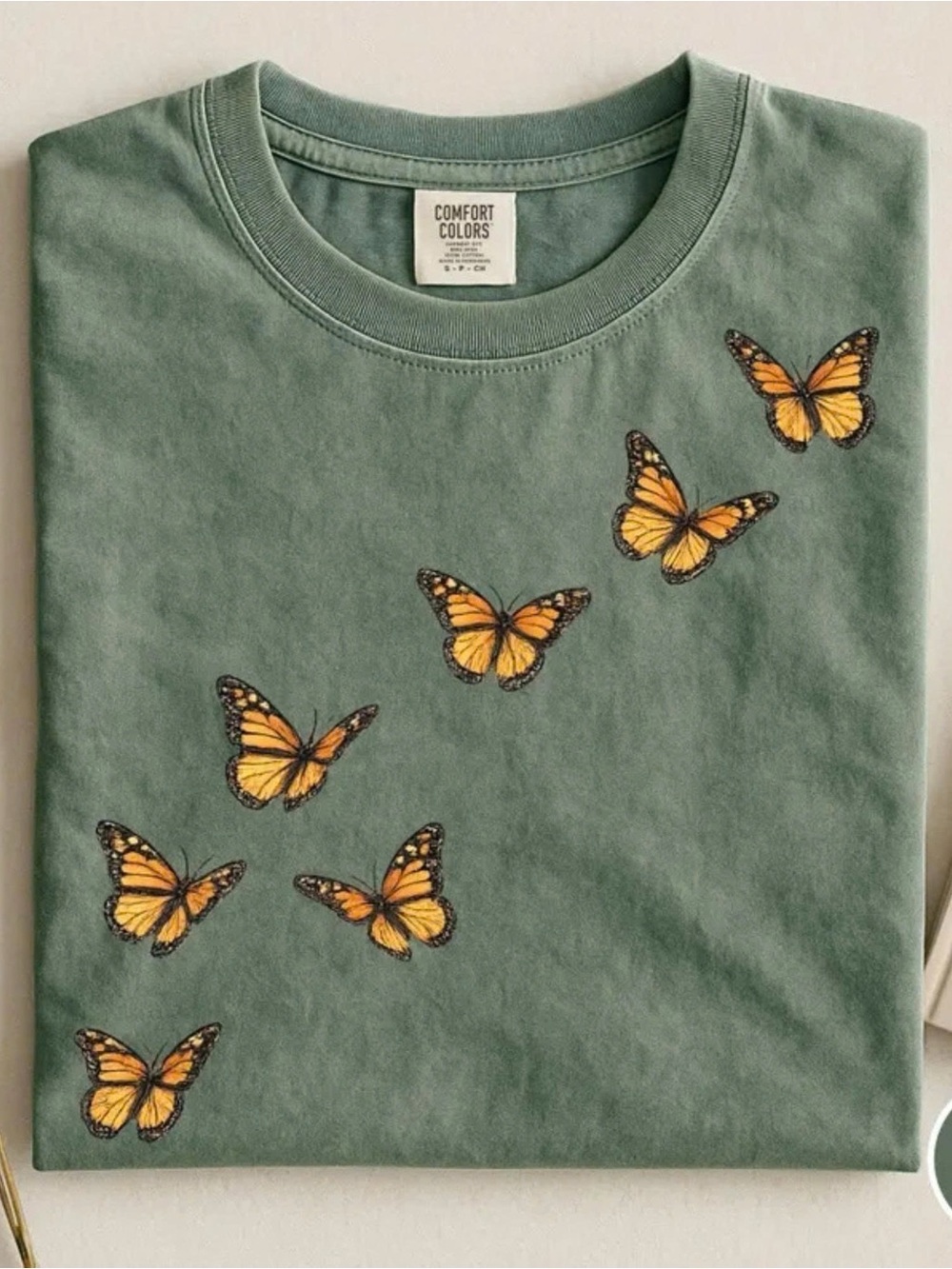 Comfort Colors Moss Vintage Butterfly T-shirt